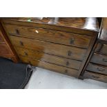 An early 20th century oak bedroom chest of four drawers, width approx. 89cm