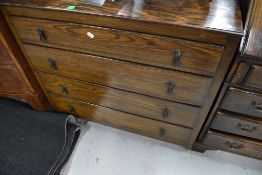 An early 20th century oak bedroom chest of four drawers, width approx. 89cm