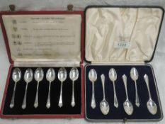 A cased set of six silver coffee spoons of plain form bearing the six British hallmarks for 1953,