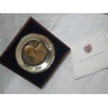 A 1974 limited edition Churchill Centenary Trust commemorative silver plate having gold plated