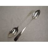 A pair of Georgian Scottish silver basting spoons of plain Old English form, Edinburgh 1796,
