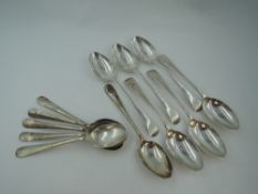 Six Edwardian silver teaspoons of plain form, Sheffield 1903, John Round, a single silver