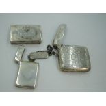 A Victorian silver box vesta of plain form bearing dated monograms to hinged lid, London 1881,