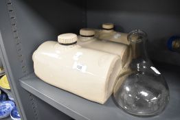 A selection of stone ware and glass bottle
