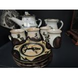 A part studio pottery coffee service by Adam Dworski of Wye pottery Clyro