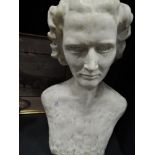 A large figural bust of a female study hand worked studio pottery approx 50cm tall