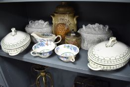 A selection of dinner and table wares including Portmeirion tureens