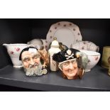 A selection of ceramics including three Royal Doulton character mugs and Duchess tea service