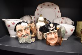 A selection of ceramics including three Royal Doulton character mugs and Duchess tea service