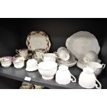 Two part tea services including Fenton Queen Anne and Bell china