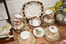 A selection of tea cup and saucer sets by Roslyn China and Windsor