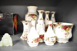 A selection of planter and vase etc by Royal Albert in the Old Country Roses design