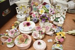 A selection of ceramic floral baskets including Coalport and Royal Doulton