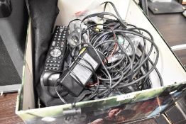 A selection of electrical items including mobile phone and audio leads and cables