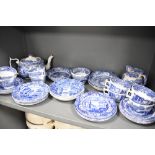 A selection of tea and dinner wares by Copeland Spode having blue and black back stamps