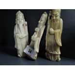 Three hand carved Chinese soap stone figures possibly immortals