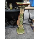 An antique Minton Majollica jardiniere plant or torchere stand in an art nouveau style standing 90cm