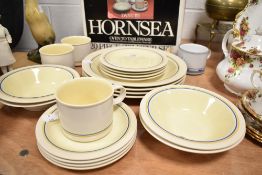 A selection of blue and yellow glazed vitramic table and ware by Hornsea Pottery