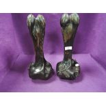A pair of Art Nouveau bronze vase decorated with lily and dragonfly design each measuring 35cm