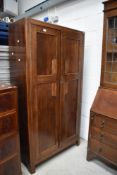 An early 20th Century oak hall robe or wardrobe