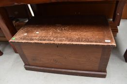 A 19th Century stained pine bedding box, width approx. 87cm