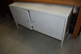 An industrial style locker cabinet having vented doors, width approx. 118cm