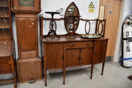 An Edwardian mahogany and inlaid sideboard having mirror back , on square tapered legs, width