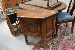 An Old Charm canted side cabinet, nice medium rich colour