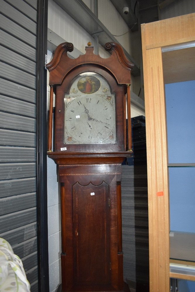 A 19th Century mahogany and crossbanded long case clock having painted dial, 30 hour movement
