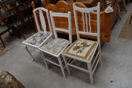 Three assorted painted chairs