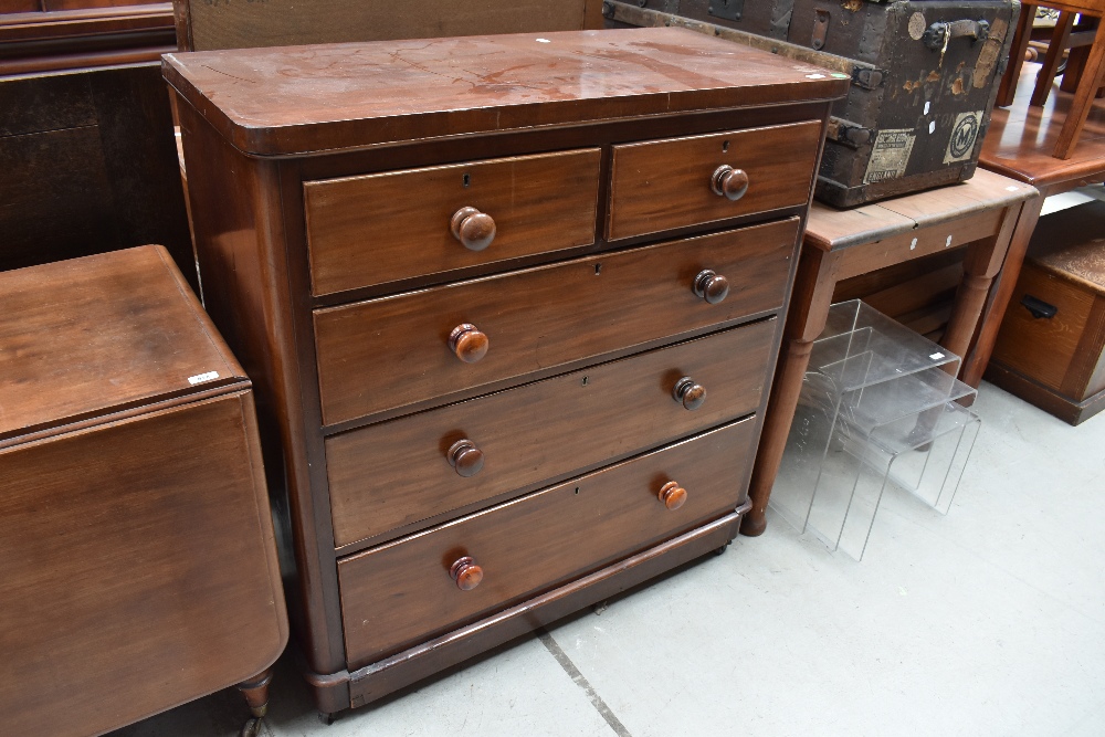 A Victorian mahogany chest of two over three drawers, width approx. 102cm