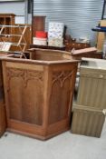 A selection of ecclesiastical furniture and fittings including pulpit and choir stall