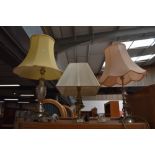 Three reproduction metal table lamps