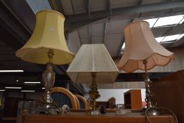 Three reproduction metal table lamps