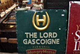 A large metal pub sign, The Lord Gascoigne