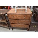 An early 20th Century oak bedroom chest of three drawers, having later handles, width approx. 68cm