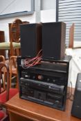 A selection of hifi seperates including Wharfedale speakers, Cambridge Audio amp and CD, Teac