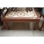 A vintage teak tile top square coffee table