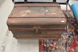 A vintage tin trunk