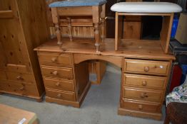 A modern pine dressing table and stool