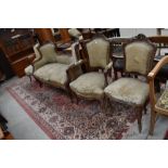 A late 19th Continental style salon suite, in need of some restoration , good reupholstery project