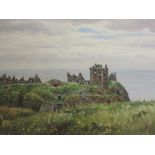 An oil painting, Dunnottar Castle, Kincardineshire, indistinctly signed, 24 x 43cm, plus frame and