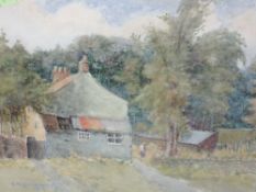 A watercolour, H S Crossland, farmstead, signed and dated 1917, 27 x 33cm, plus frame and glazed