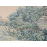 A watercolour, attributed to J J Pearson, Rural Essex Nr Ilford, initialled, 33 x 50cm, plus frame