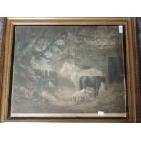 A print, after George Morland, Feeding the Pigs, 45 x 55cm, plus frame and glazed