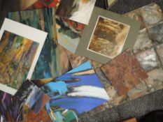 A selection of oil paintings, Albert Dickens, abstract various, possibly floor covering designs