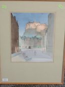 A watercolour, James Mackay, Edinburgh Castle and Grassmarket, signed and dated (19)98, 30 x 25cm,