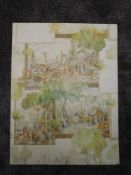 A watercolour, Albert Dickens, classical, probably wallpaper design, signed, 85 x 65cm, and a