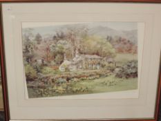 A print, after Judy Boyes, Daffodil Time Grasmere, signed, 35 x 52cm, plus frame and glazed