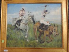 An oil painting, Austin, horse racing, indistinctly signed, 40 x 50cm, framed,